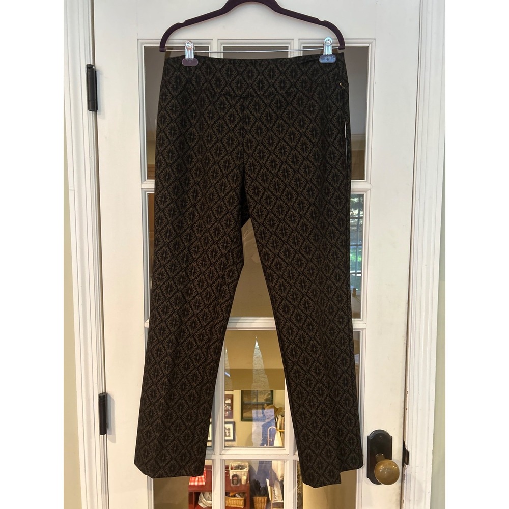 NWT Insight New York Victorian Wallpaper Print Capri Size 12 Scuba Brown  Pants